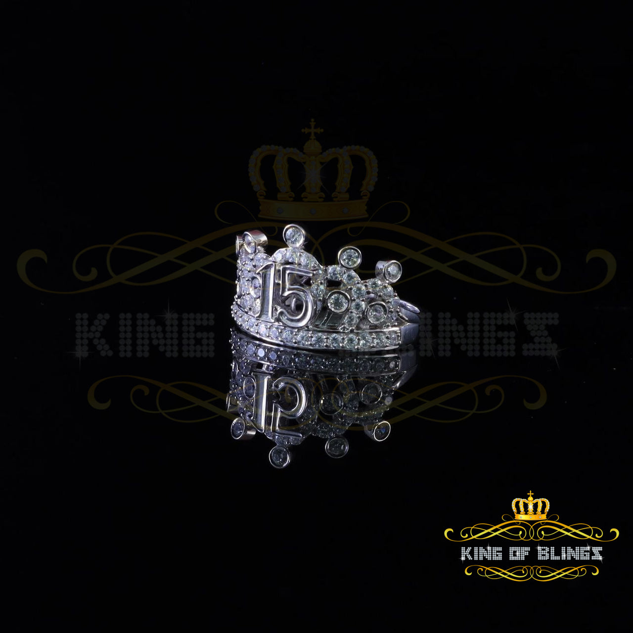 King Of Bling'sSterling 925 White Silver 1.50ct Quincenera Cubic Zirconia Women's Ring Size 8
