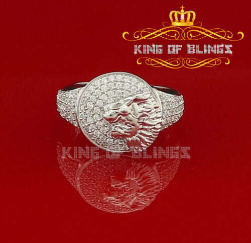 2.70ct Cubic Zirconia White Silver Lion Head Men Adjustable Ring From SZ 12 to14 KING OF BLINGS