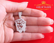 White 925 Sterling Silver Jesus Face Shape Pendant with 2.69ct Cubic Zirconia KING OF BLINGS