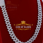 925 Silver 35ct Moissanite White Men's Cuban Necklace SZ20 inch & 14mm Width KING OF BLINGS