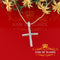 King of Bling's Yellow Sterling Silver CROSS Pendant with Cubic Zirconia Stone KING OF BLINGS