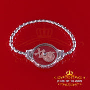 King Of Bling's Floating Face Skull Silver White Men's/Womens Bracelet Cubic Zirconia SZ 7 Inch KING OF BLINGS