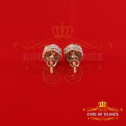 King  of Bling's 925 Silver Yellow 1.50ct VVS 'D' Men's & Womens Moissanite Floral Stud Earrings KING OF BLINGS