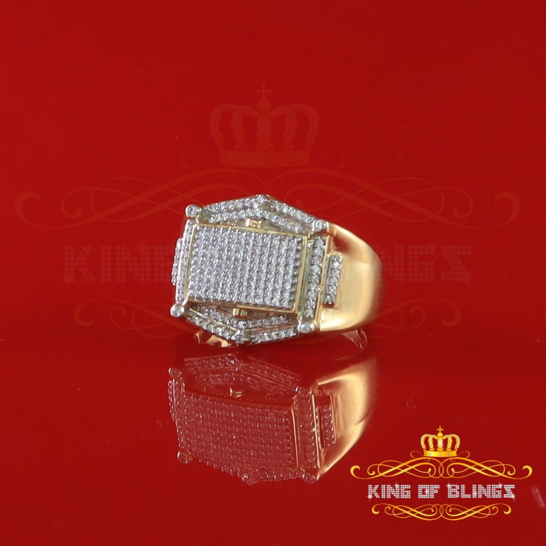 King Of Bling's 1.30ct Iced Out Yellow Cubic Zirconia Rectangle Fashion Ring Men's Big Size 11