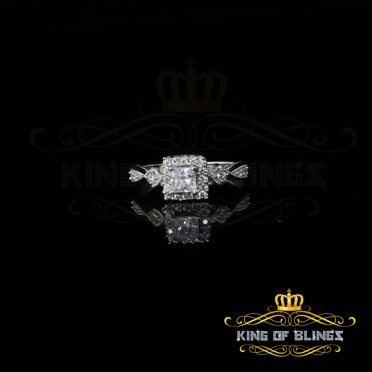 King Of Bling's2.00ct Cubic Zirconia Sterling White Silver Round Engagement Womens Ring Size 7