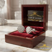 King Of Bling's 925 Sterling White Silver 0.10ct Diamond For Women's & Men's Round Earrings KING OF BLINGS