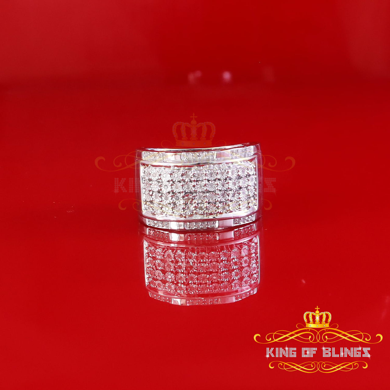 Big 0.25ct Real Diamond 925 White Miracle set Silver Wide Men's Band Ring SZ10