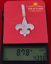 Promise Sterling Silver Fleur de Lis White Pendant with 7.04ct Cubic Zirconia KING OF BLINGS