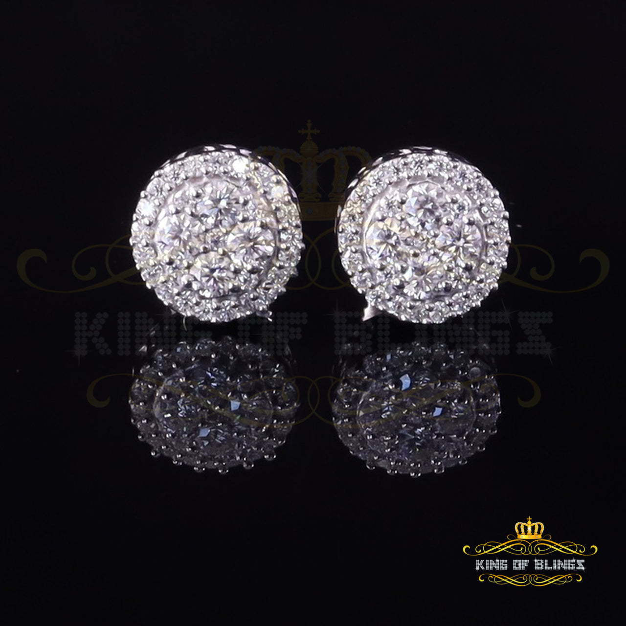 King of Bling's Men's/Womens 925 Sterling Silver White 0.50ct VVS 'D' Moissanite Stud Earrings KING OF BLINGS