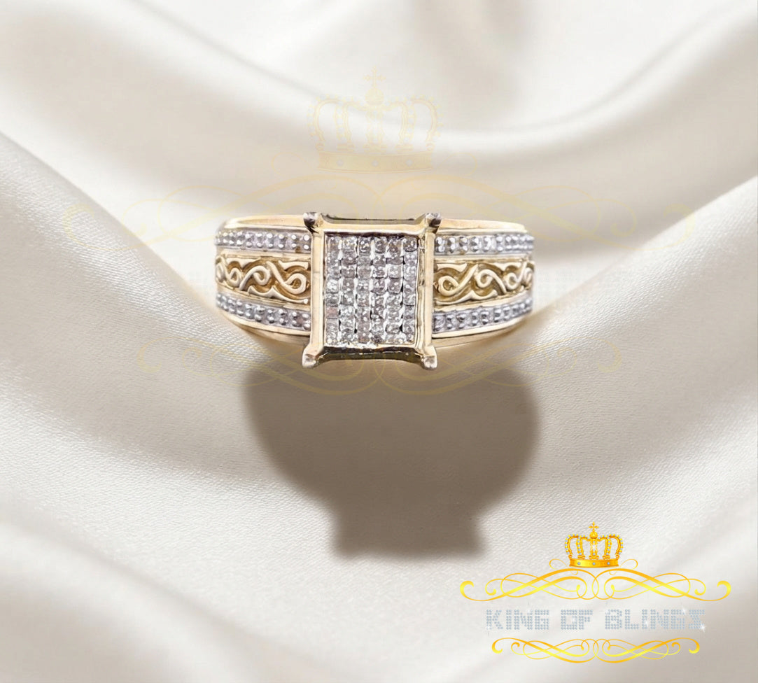 King Of Bling's Elongated Rectangle 0.33 CT 925 Silver Yellow Real Diamond Womens Ring SZ 8 KING OF BLINGS