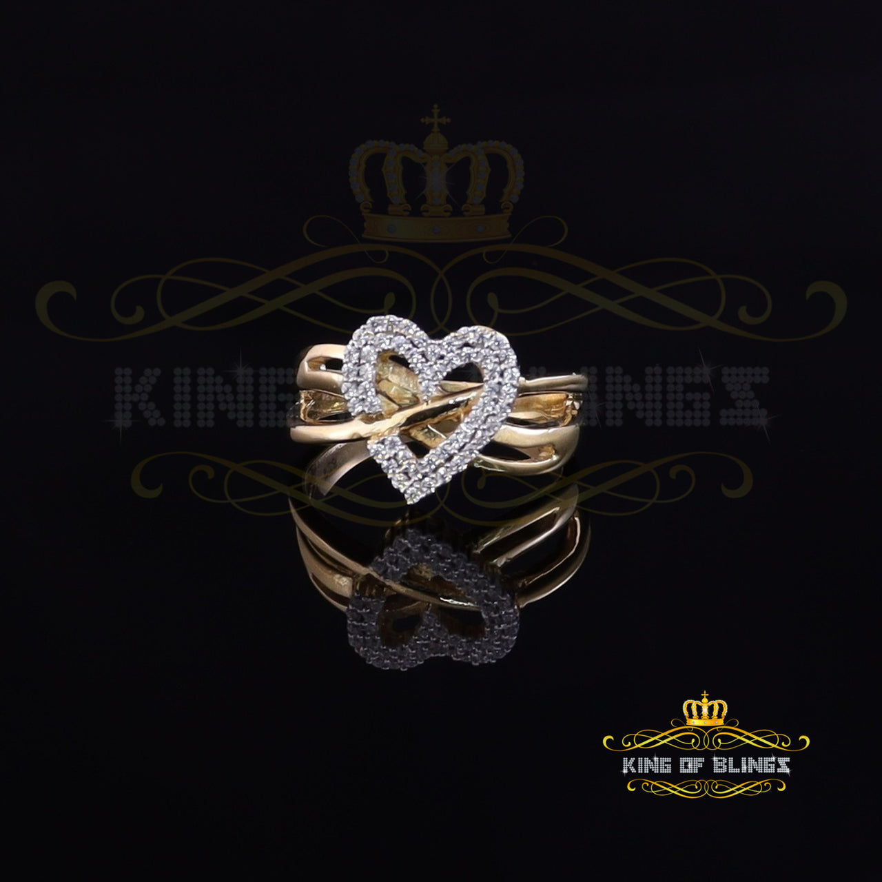 King Of Bling's 925 Silver 0.52ct Shiny Cubic Zirconia Promise Yellow Heart Womens Ring Size 7 KING OF BLINGS