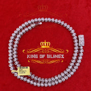 925 Silver White 20ct Moissanite Tennis Men's Necklace size 21.5 inch & Widt 6mm KING OF BLINGS