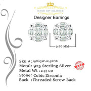 King of Blings- 925 Silver Real 1.02ct Cubic Zirconia Round White Earrings For Men's & Women's KING OF BLINGS