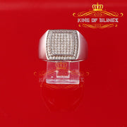 Sterling White Silver Square 1.00ct Cubic Zirconia Fashion Men's Ring Size 10 KING OF BLINGS