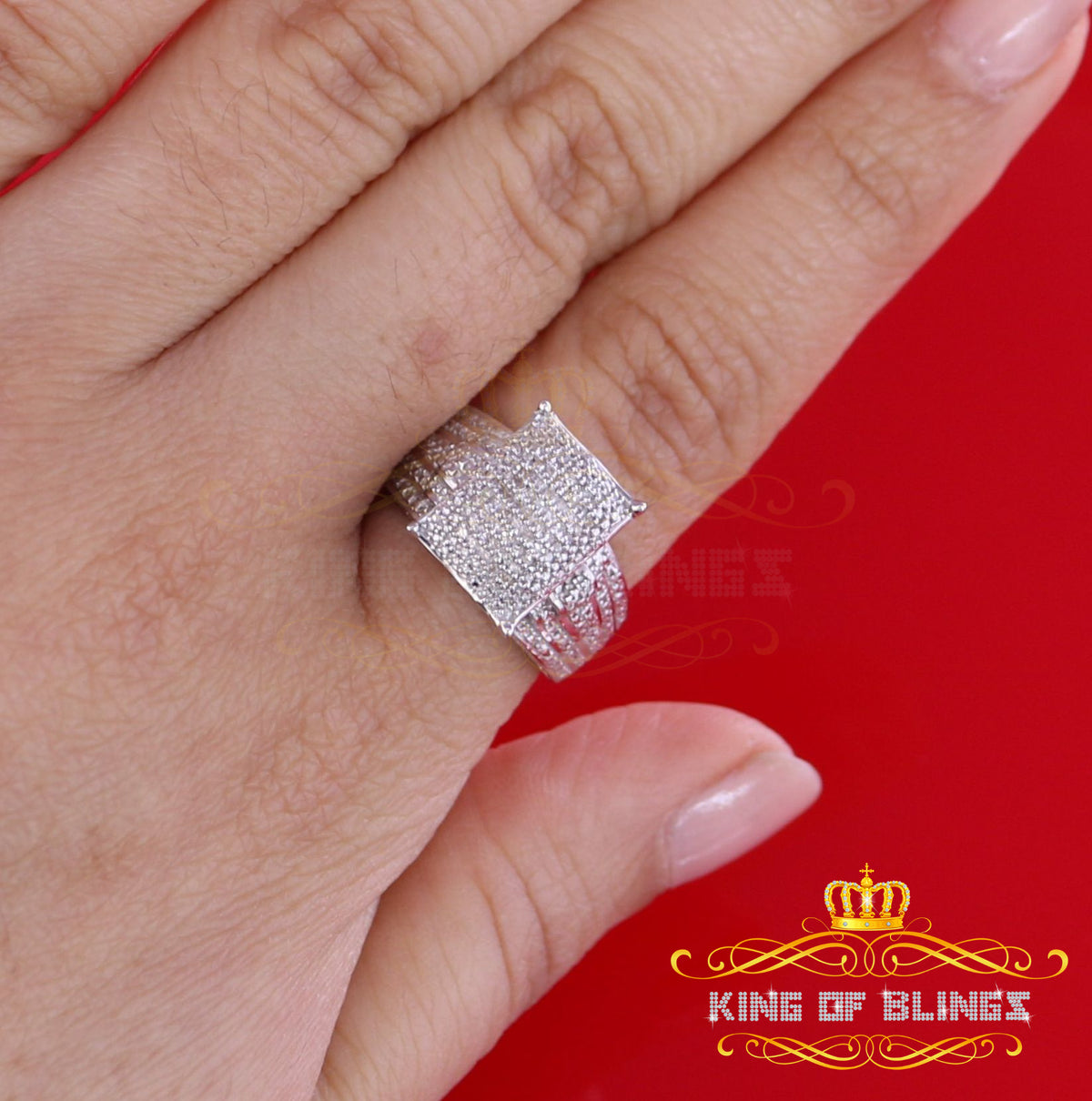 King Of Bling's 0.20 CT Real Diamond 925 Sterling Silver White Cinderella Womens Ring Size 7 KING OF BLINGS