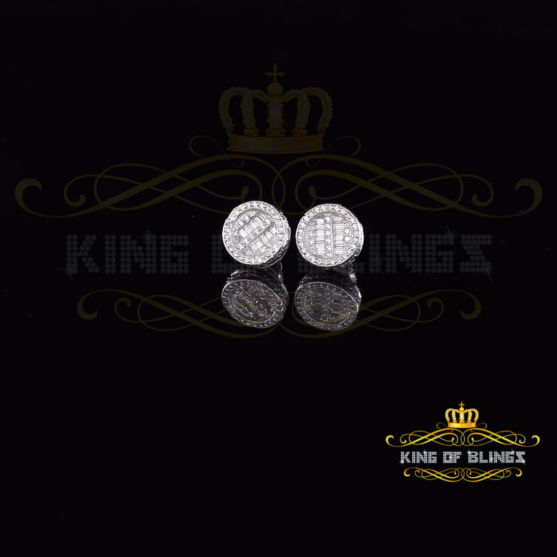 King of Bling's 0.91ct Cubic Zirconia Hip Hop Screw Back White925 Silver Women's & Men's Earring