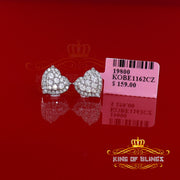 King of Bling's 1.18ct Cubic Zirconia 925 White Sterling Silver Women's Hip Hop Heart Earrings KING OF BLINGS