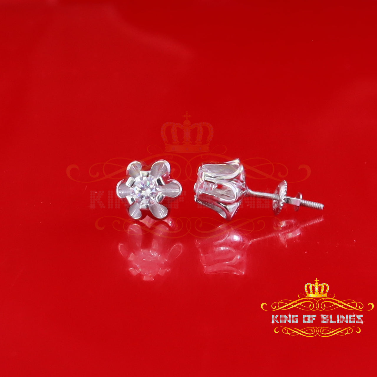 King of Bling's Women's 925 yellow silver ButterCup stud earrings with 0.50ct VVS 'D' Moissanite