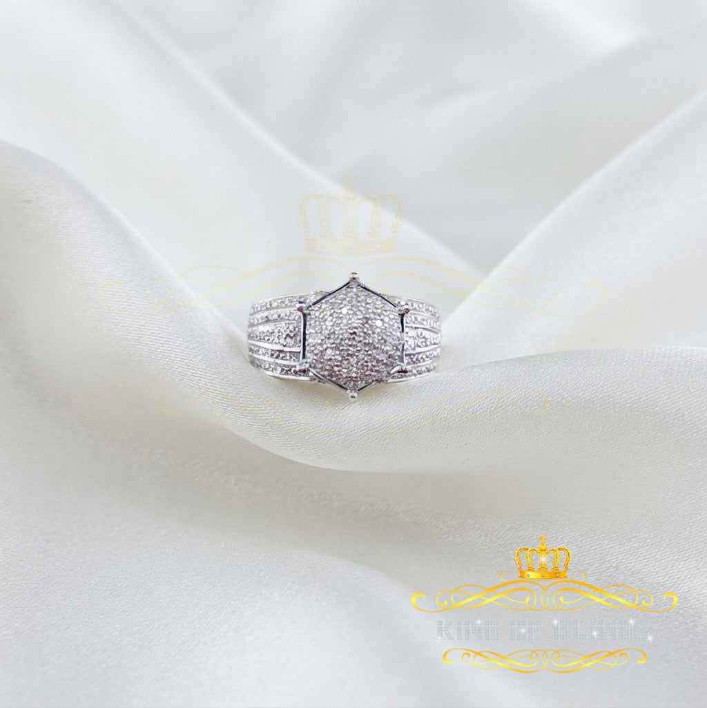King Of Bling's Real Diamond 0.20CT Womens Sterling Silver White Cocktail Hexagonal Ring SZ 6.5 KING OF BLINGS