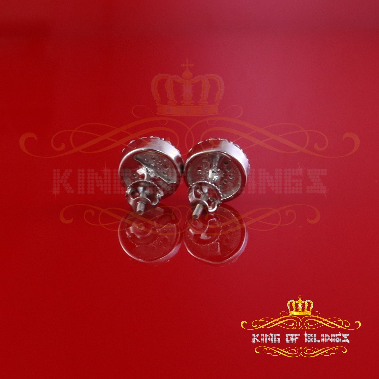 King  of Bling's 925 Yellow Silver 0.66ct VVS 'D' Moissanite Round Stud Earring Men's/Womens King of Blings