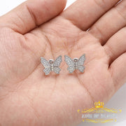 King of Bling's Women's 0.17ct Cubic Zirconia Butterfly Stud Earrings White 925 Sterling Silver KING OF BLINGS