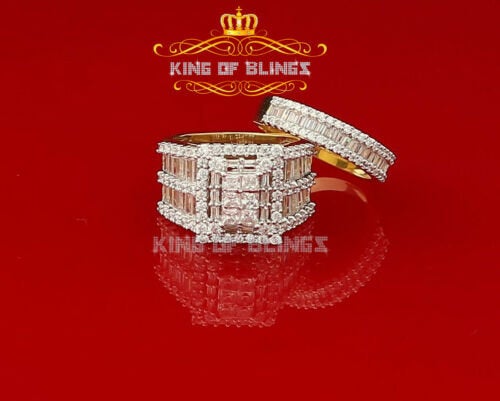 King Of Bling's Sterling Yellow Silver Square 5.00ct Cubic Zirconia Bridal Womens Ring Size 7.5 KING OF BLINGS