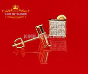 King Of Bling's Real 10k Yellow Gold with 0.15CT Real Diamonds Men's/Women's Square Stud Earring KING OF BLINGS