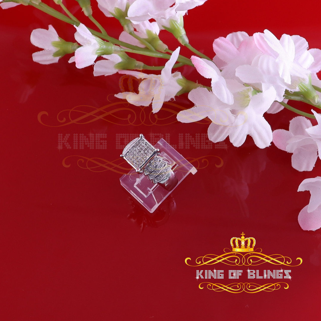 King Of Bling's Diamond 0.50CT 925 Sterling White Silver Fashion Womens Square Ring Size 5.5 KING OF BLINGS