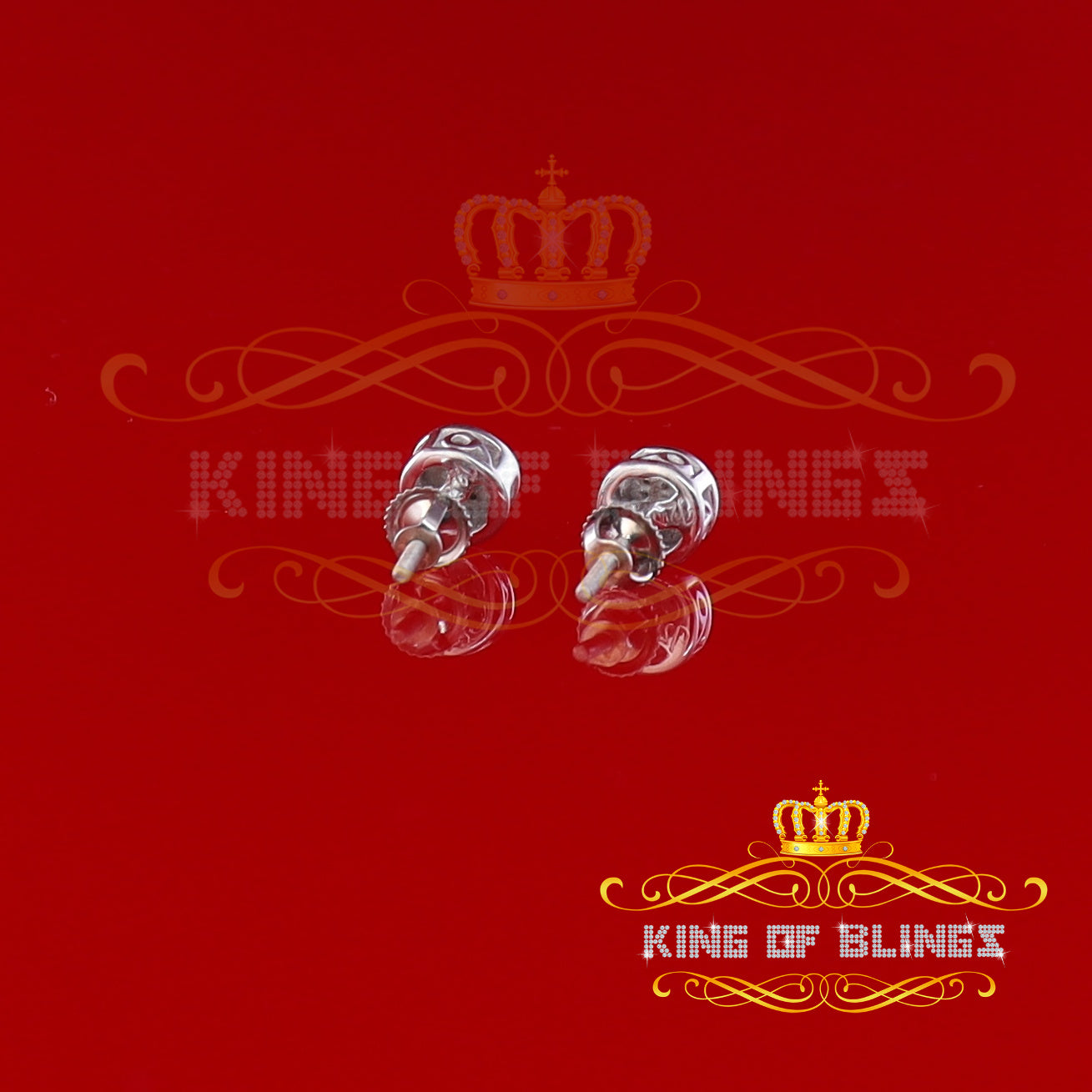 King Of Bling's 0.05ct Diamond 925 Sterling Silver White For Women's & Men's Round Stud Earring KING OF BLINGS