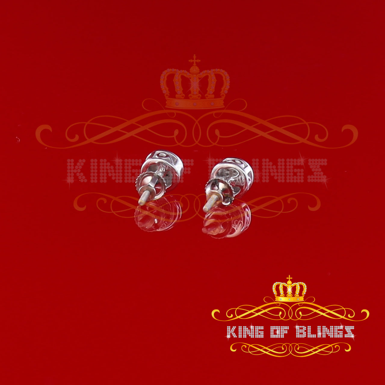 King Of Bling's 0.05ct Diamond 925 Sterling Silver White For Women's & Men's Round Stud Earring KING OF BLINGS