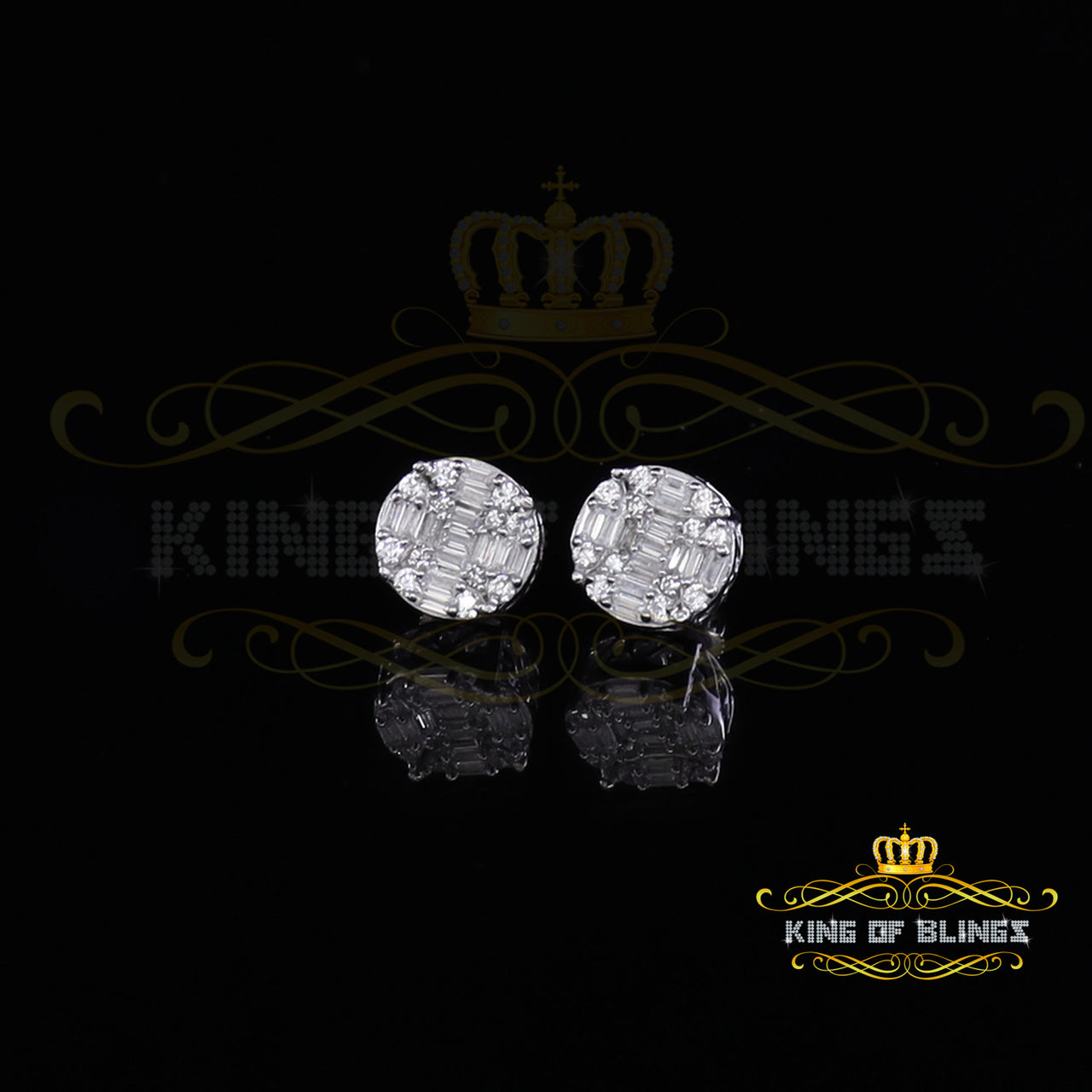 King of Bling's Hip Hop White 925 Silver 1.06ct Cubic Zirconia Women's & Men's style Earrings