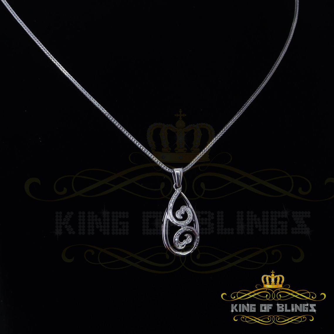 King Of Bling's Promise 925 Sterling Silver White Brown Stone Pendant with 0.27ct Cubic Zirconia