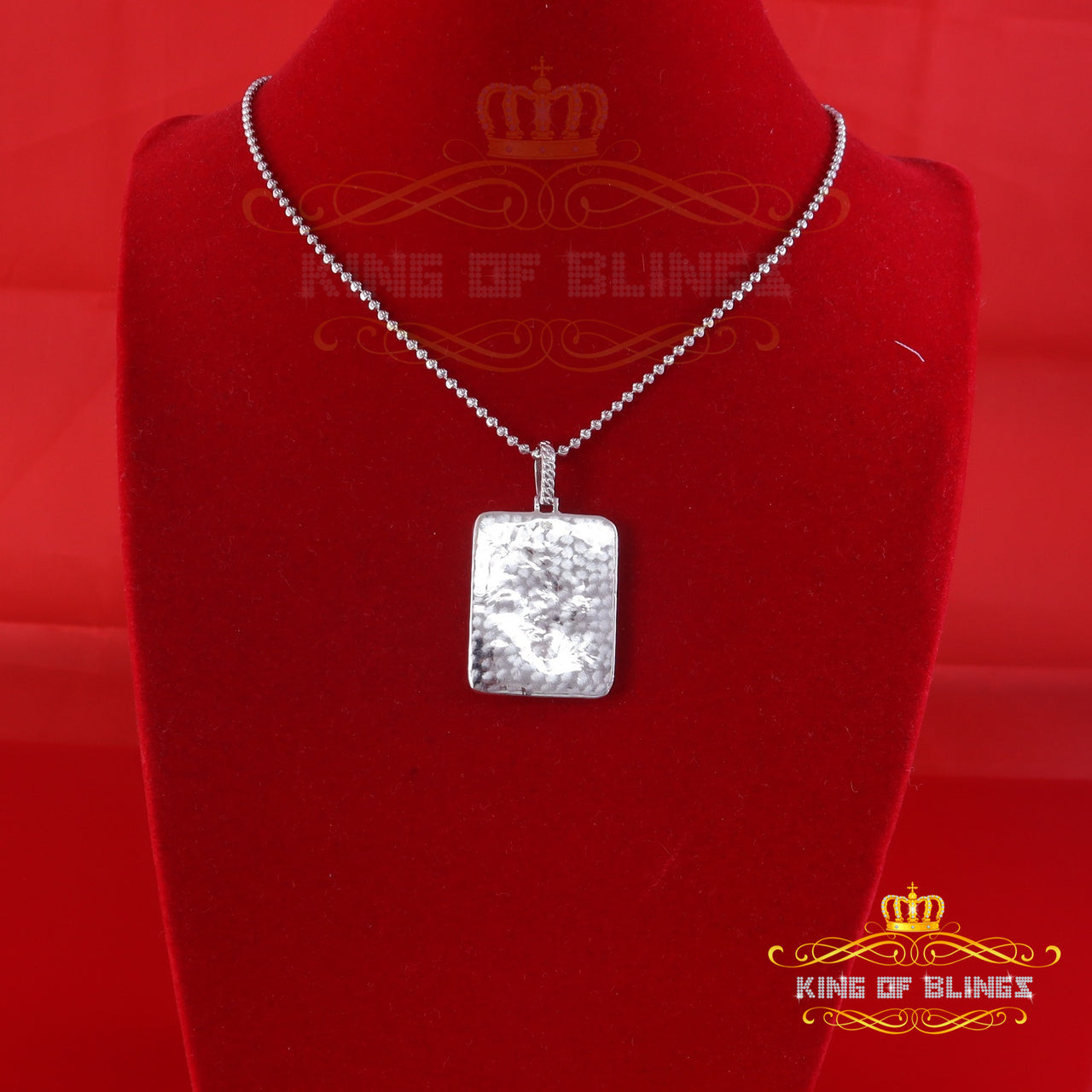 King Of Bling's Men's Square JESUS White 925 Sterling Silver 0.66ct CZ '1.00'inch 3D Pendant KING OF BLINGS