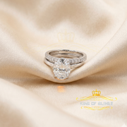 King of Bling's Sterling Silver Mens/ Women Bridal Ring Oval Shape White 5.0ct Moissanite Size 8 KING OF BLINGS