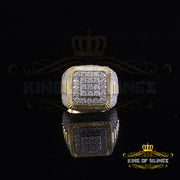 King of Bling's Men's 925 Sterling Silver 6.50ct VVS 'D' Moissanite Square Yellow Rings Size 10 King of Blings