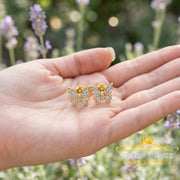 King of Bling's Women's 0.17ct Cubic Zirconia Butterfly Stud Earrings Yellow 925 Sterling Silver KING OF BLINGS