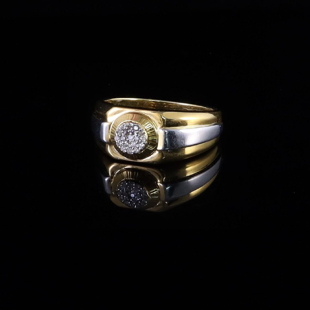 King Of Bling's 0.25CT Real Diamond 925 Sterling White Silver Men's Ring Size 12 Round Shape