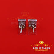 King Of Bling's 925 White Sterling Silver 0.15ct Diamond For Women's & Men's Square Earrings KING OF BLINGS