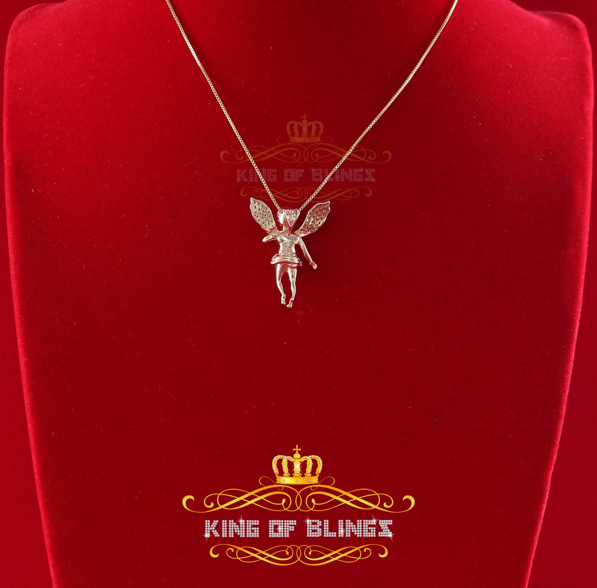 King Of Bling's Yellow 925 Sterling Silver Angel type Shape Pendant with 0.70ct Cubic Zirconia KING OF BLINGS
