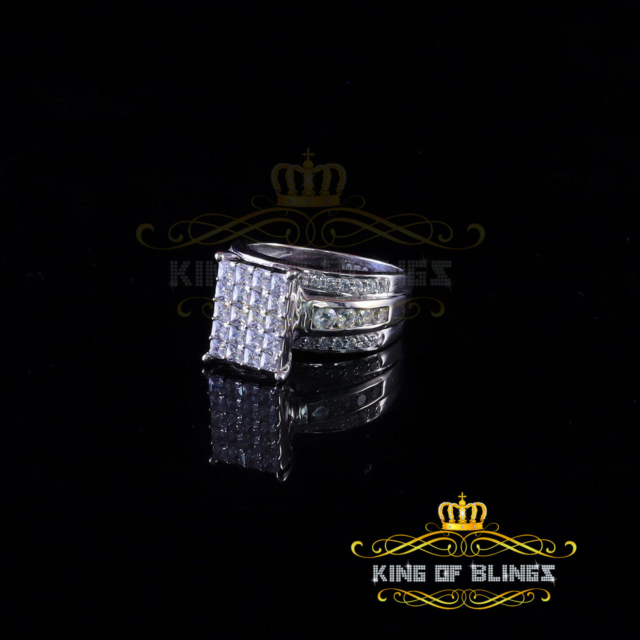 King Of Bling's3.80ct 925 Sterling Silver Cinderella White Cubic Zirconia Womens Ring Size 8