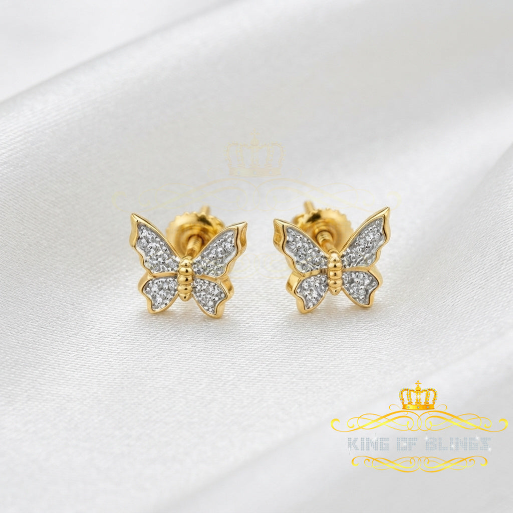 King of Bling's Women's 0.17ct Cubic Zirconia Butterfly Stud Earrings Yellow 925 Sterling Silver KING OF BLINGS
