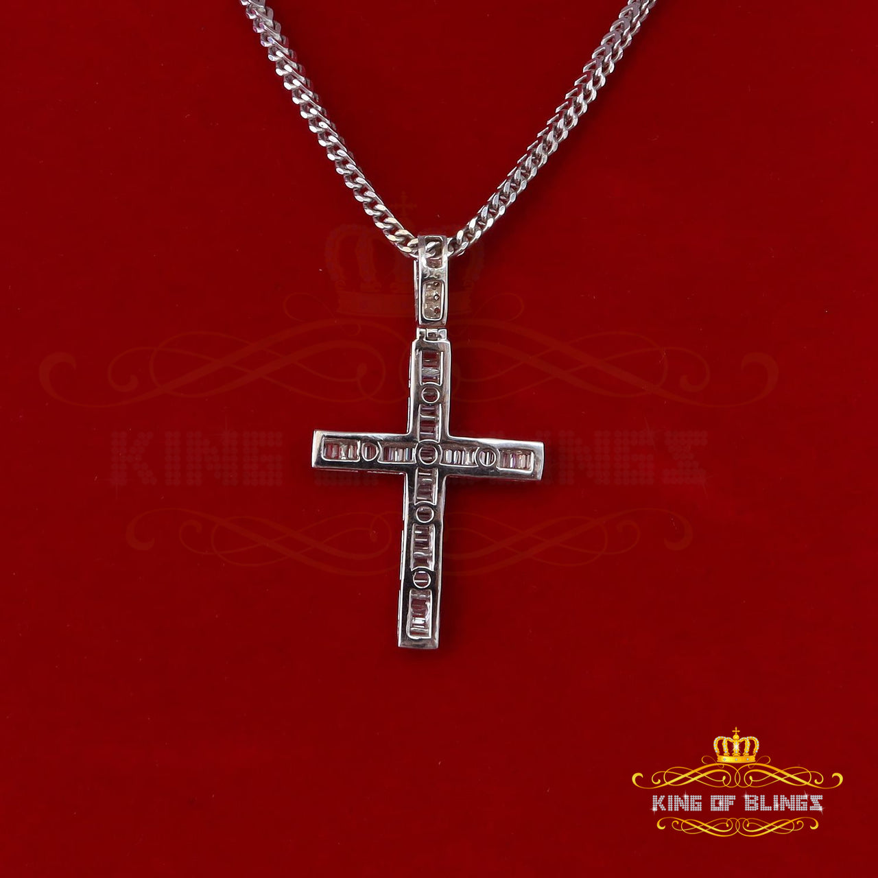 Attractive 925 Sterling Silver Bug CROSS Pendant White 4.52ct Cubic Zirconia