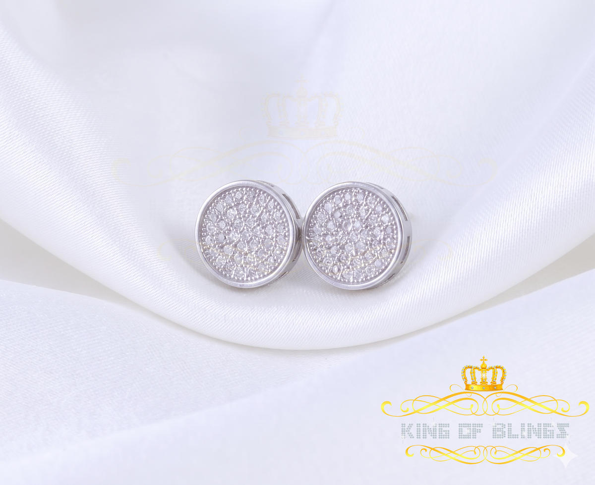 King of Bling's 0.78ct Cubic Zirconia 925 White Silver Women's & Men's Hip Hop Round Earrings KING OF BLINGS