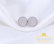 King of Bling's 0.78ct Cubic Zirconia 925 White Silver Women's & Men's Hip Hop Round Earrings KING OF BLINGS