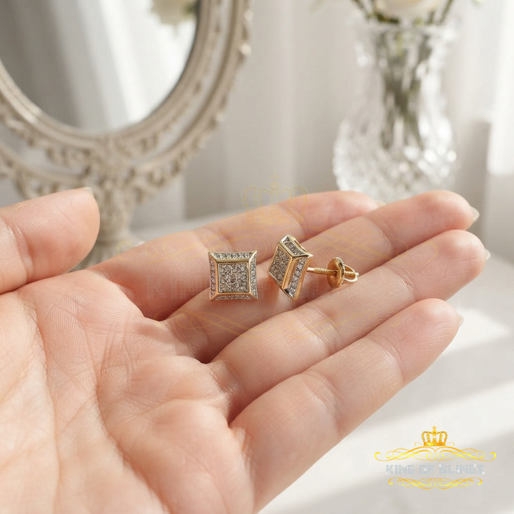 King Of Bling's 925 Sterling Silver 0.10ct Diamond Small For Women's & Men's Yellow Kite Earring KING OF BLINGS