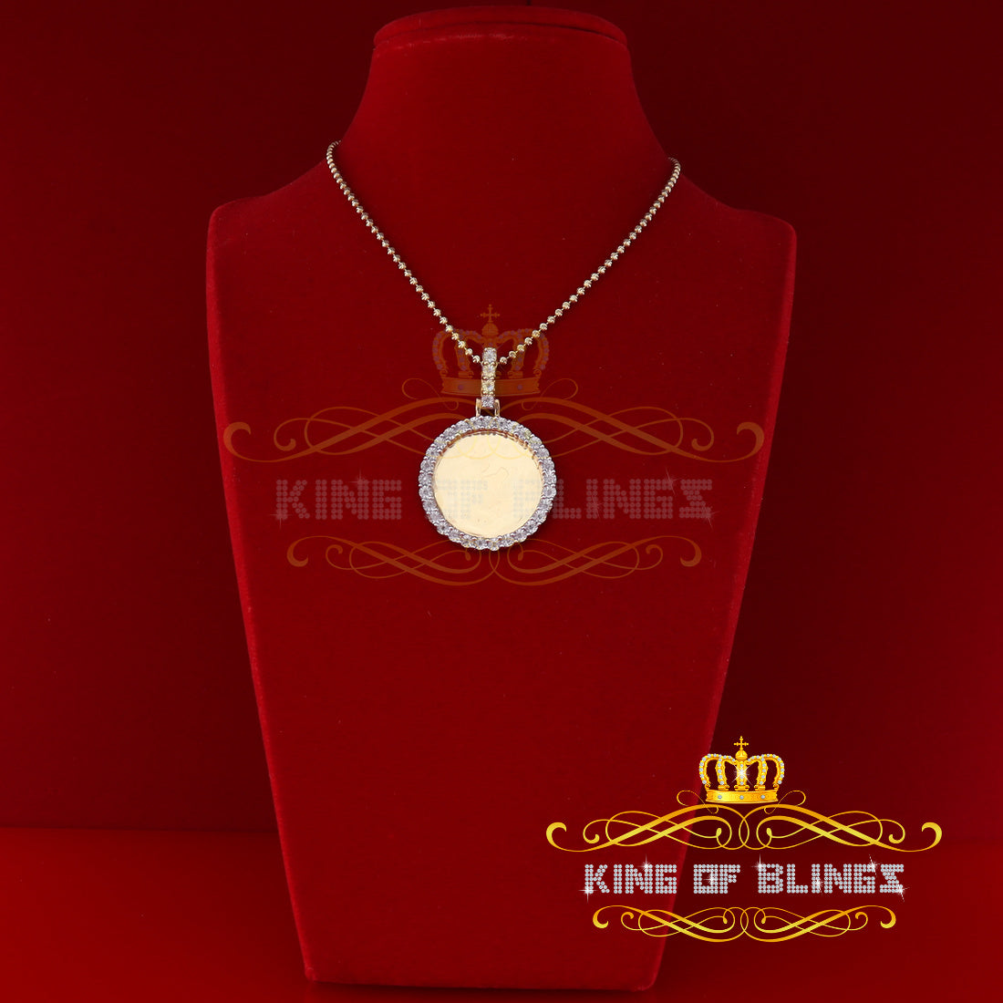 King Of Bling's Real 0.15ct Diamond Sterling Silver 1.25" PICTURE Charm Fashion Yellow Pendant