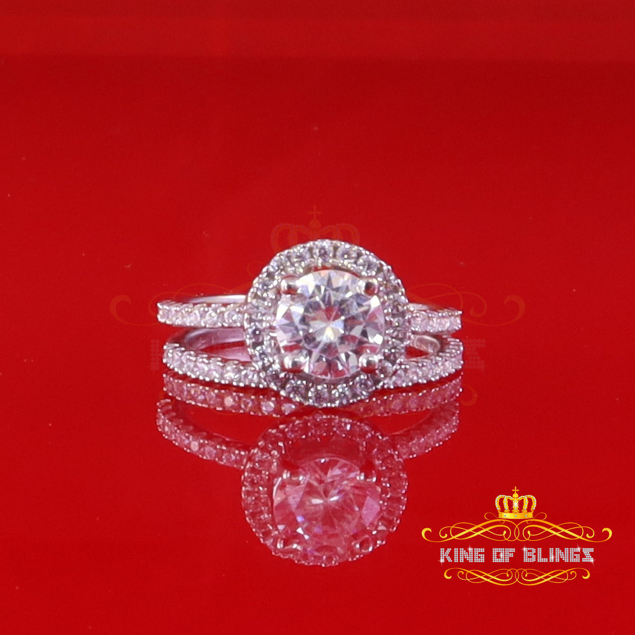 King Of Bling's3.59ct Cubic Zirconia White 925 Sterling Silver Women Bridal Ring Size 7