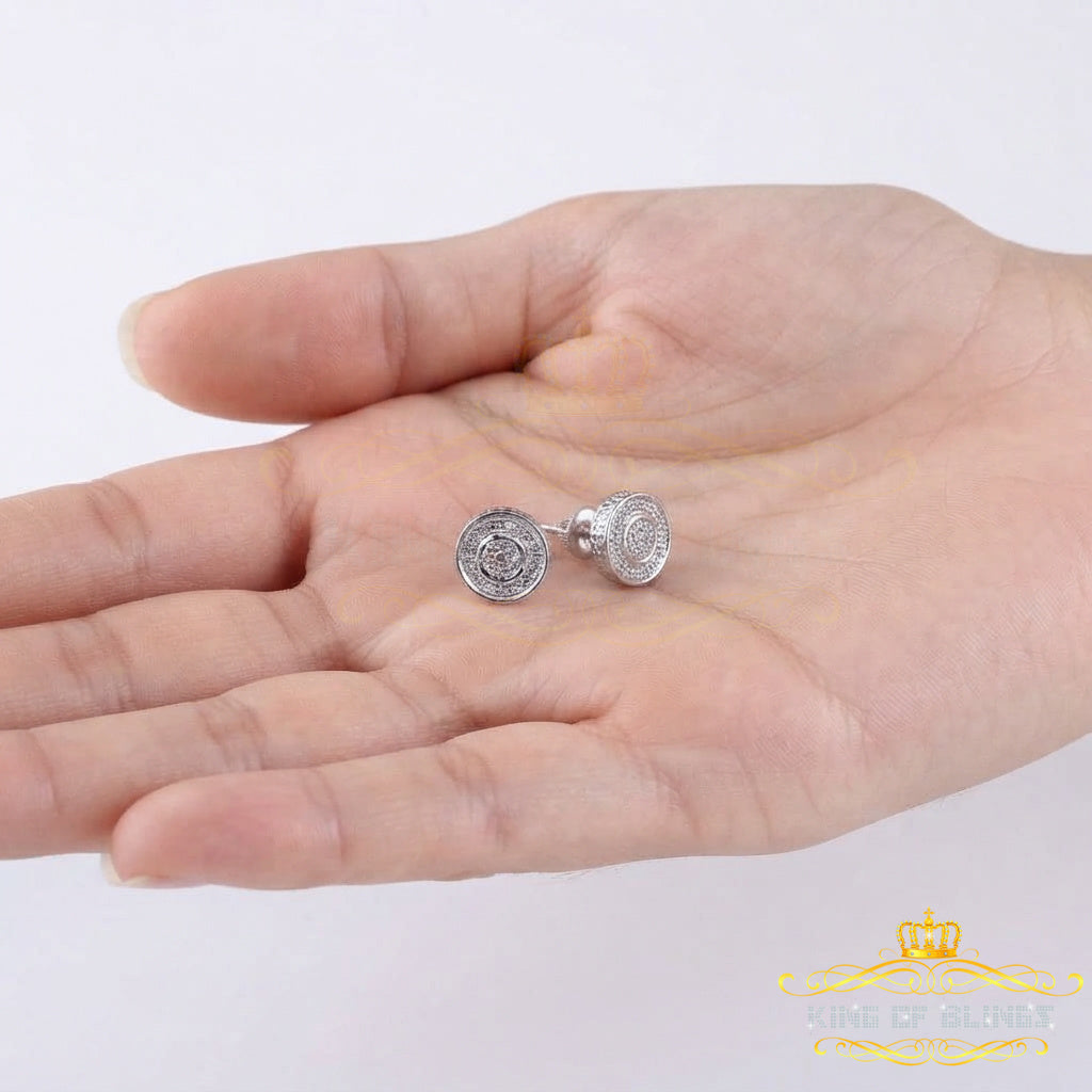 King Of Bling's 0.15ct Diamond 925 Sterling Silver stud White For Men / Women Round Earrings KING OF BLINGS