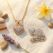 King of Bling's 925Yellow Silver 0.50CT Diamond Double-Layer Concentric Heart Pendant&EarringSet King of Blings