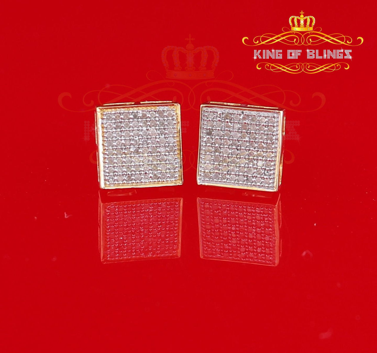 King of Blings-925 Sterling Silver 0.33ct Diamond Real For Women's & Men's Yellow Stud Earrings